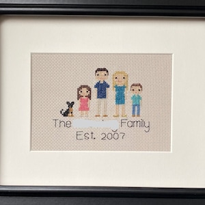 Custom Cross Stitch Family Portrait Personalized Gift Present Birthday Anniversary Personalized Family Cross Stitch People Family Portrait