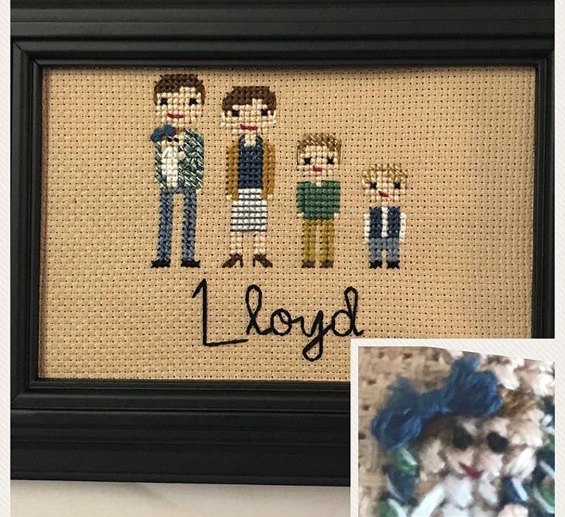 Custom Cross Stitch Family Portrait Etsy
