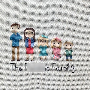 Custom Cross Stitch Family Portrait Personalized Gift Present Birthday Anniversary Personalized Family Cross Stitch People Family Portrait