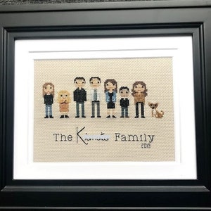 Custom Cross Stitch Family Portrait Personalized Gift Present Birthday Anniversary Personalized Family Cross Stitch People Family Portrait