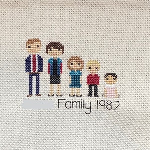 Custom Cross Stitch Family Portrait Personalized Gift Present Birthday Anniversary Personalized Family Cross Stitch People Family Portrait
