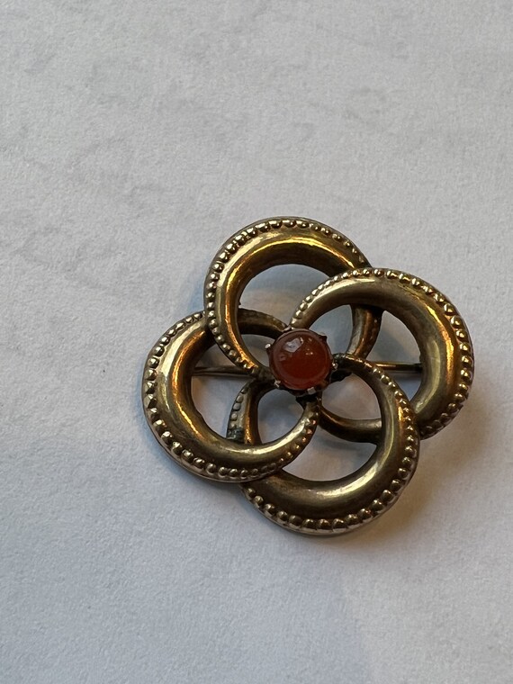 Victorian Small Gold Filled Pin with Coral Center