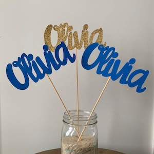 Confezione da 3 bastoncini con nome / Bastoncini centrotavola con nome personalizzato / Decorazioni per feste