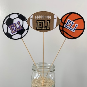 3 Pack Personalized Sport Centerpiece / Personalized Basketball Party Centerpiece Sticks - Sport
