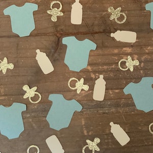 Babyshowerconfetti - 100 stuks / babyshowerdecoratie salie en goud