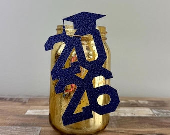 5 Pack Graduation 2026 Mason Jar Tags / 2026 Die Cuts - Varsity