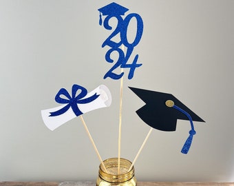 2024 Graduation Party Decorations / Graduation Party Centerpiece / Graduation Tabletop Decoration - Cursive Cap Set