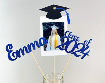 Personalized Graduation Party Decoration / Graduation Tabletop Decoration -Cursive Class of 2024 Photo Set