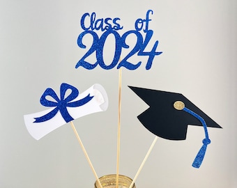 2024 Graduation Party Decorations / Graduation Tabletop Decoration - Cursive Class of 2024 Set