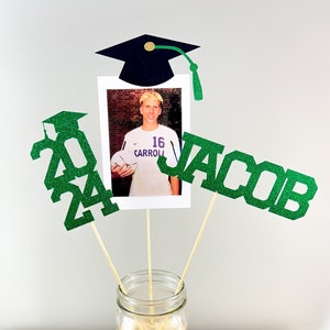 Personalized 2024 Graduation Party Decoration / Graduation Tabletop Decoration -Varsity Cap Photo Set