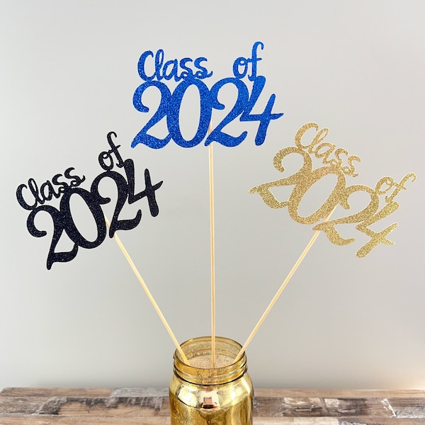 2024 Graduation Party Decorations - 3 pack /Graduation Tabletop Decoration / Graduation Party Centerpieces- Cursive Class of 2024