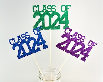 Class of 2024 Graduation Party Decorations - 3 pack /Graduation Tabletop Decoration - Varsity