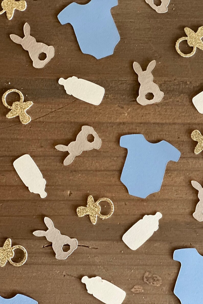 Bunny Baby Shower Confetti: Blue, Gold, and Ivory - 120 Piece - Etsy