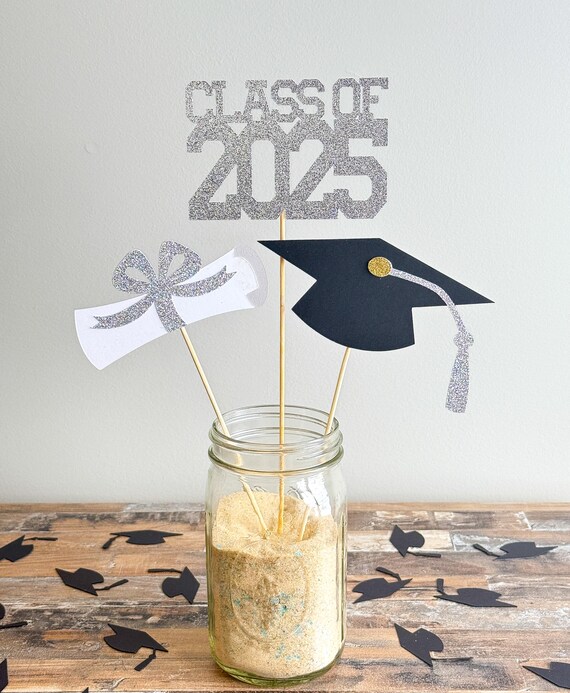 Teal Glitter Graduation Cake Topper 2025 - Class Of 2025 Cap & Diploma Decor For Grad Party, Desserts, Table