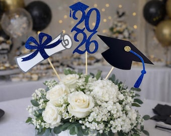 2026 Graduation Party Centerpiece Sticks: Cap, Diploma, Year