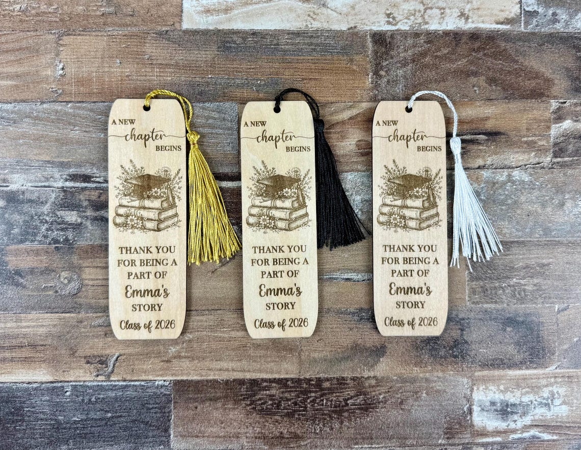 Personalized Wooden Graduation Bookmark Favor | Laser Engraved Wood ...