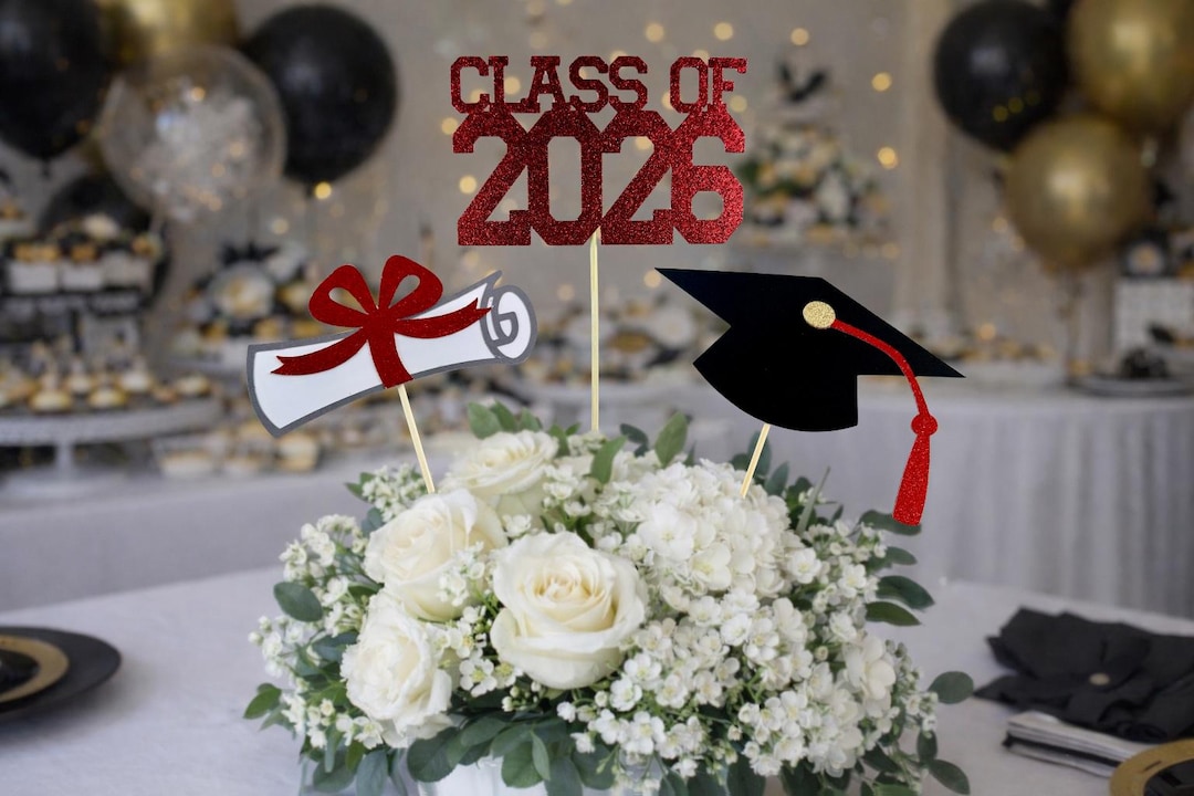 2026 Graduation Party Centerpiece Picks: Cap, Diploma, Class of 2026 - Etsy