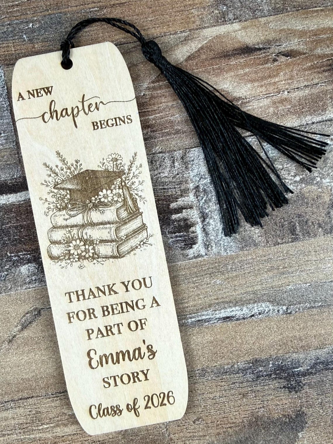 Personalized Wooden Graduation Bookmark Favor | Laser Engraved Wood ...