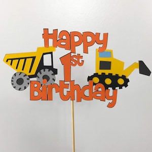 Construction Birthday Cake Topper - Customizable