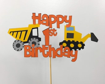 Construction Birthday Cake Topper - Customizable