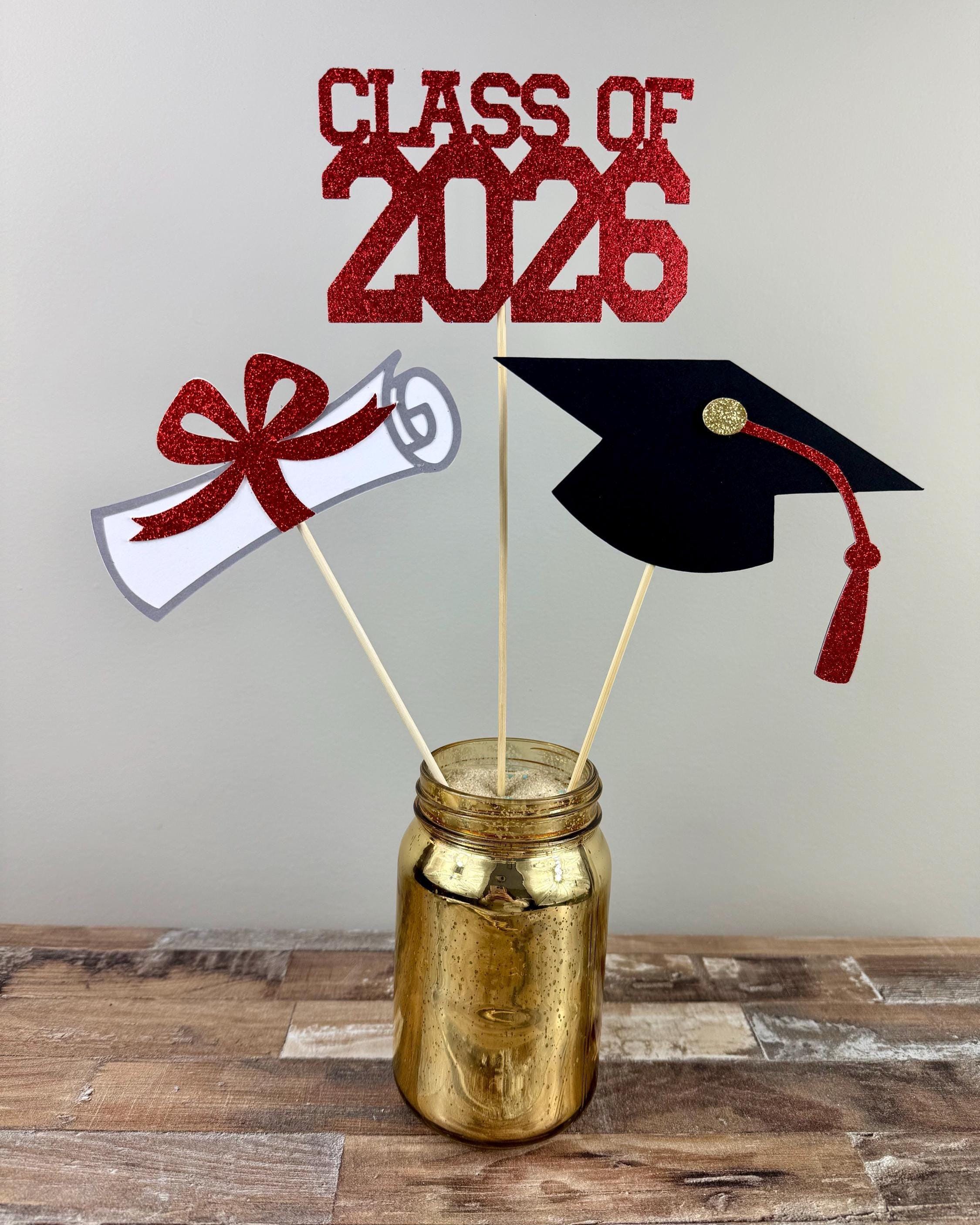 Centrotavola Per Laurea Con Lamina Nera E Tappo Di Laurea – Creative Converting – Altezza 20,5 Cm