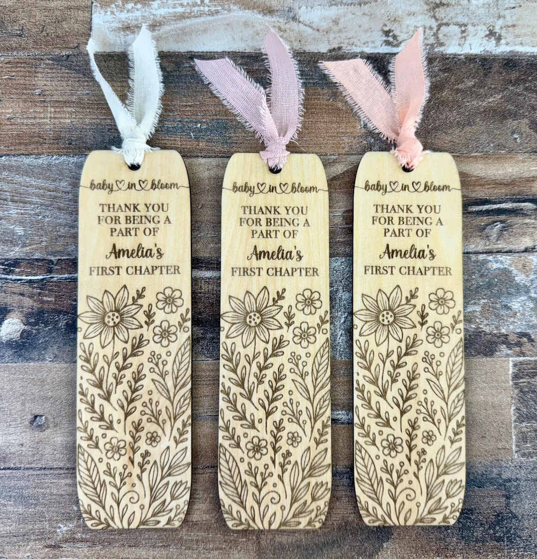 Personalized Baby in Bloom Wooden Bookmark – Baby Shower Favor - Etsy