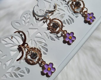 Purple Flower Stitch Markers for Crochet or Knitting