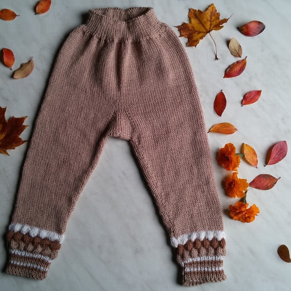 Pantalones de lana para bebés/ Leggings para niños pequeños tejidos a mano/ Pantalones de lana merino para niños