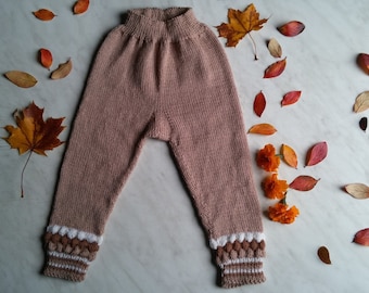 Baby Wool Pants/ Hand Knit Toddler Leggings/ Merino Wool Pants for Kid