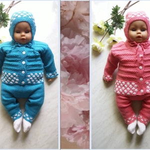 Conjunto de punto para bebé Merino lana bebé suéter / chaqueta pantalones calcetines y sombrero ropa de bebé de punto hecha a mano recién nacido / niño cárdigan conjunto bebé ducha regalo