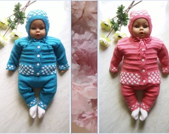 Baby Knitting Set Merino Wool Baby Sweater/ Jacket Pants Socks&Hat Knit Baby Clothes Handmade Newborn/ Toddler Cardigan Set Baby Shower Gift