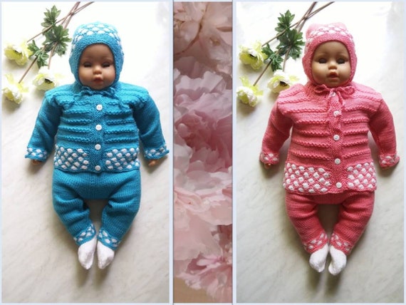 Bebe Tricot Pull Bebe En Laine Merinos Ensemble Veste Pantalon Etsy