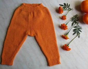 Baby Pants Hand Knit Classic Look Toddler Boy/ Girl Leggings, Merino Wool Diaper Cover Pants/ Trousers