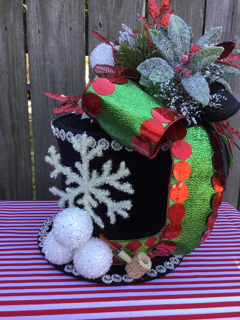 Snowman Top Hat centerpiece Christmas decoration Snowman Hat Etsy