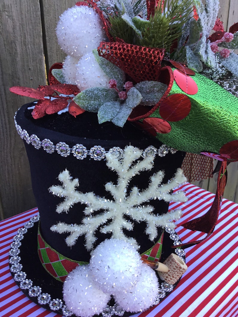 Snowman Top Hat centerpiece Christmas decoration Snowman Hat Etsy