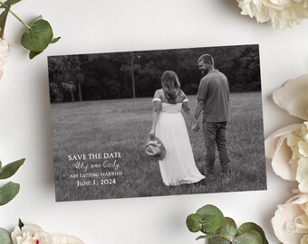 Editable Save the Date - Full Horizontal Photo, Classic and Simple Design, Timeless, Edit with Canva