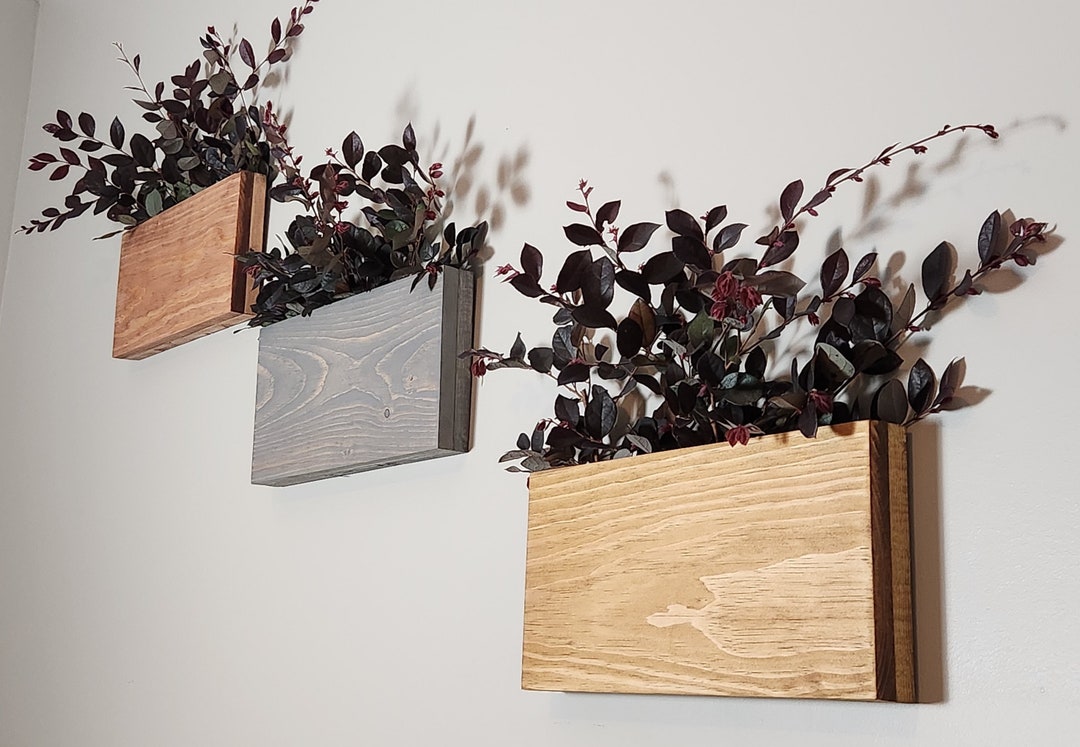 Large Wooden Wall Vase Wall Hanging for Greenery and Dried Flowers Wall