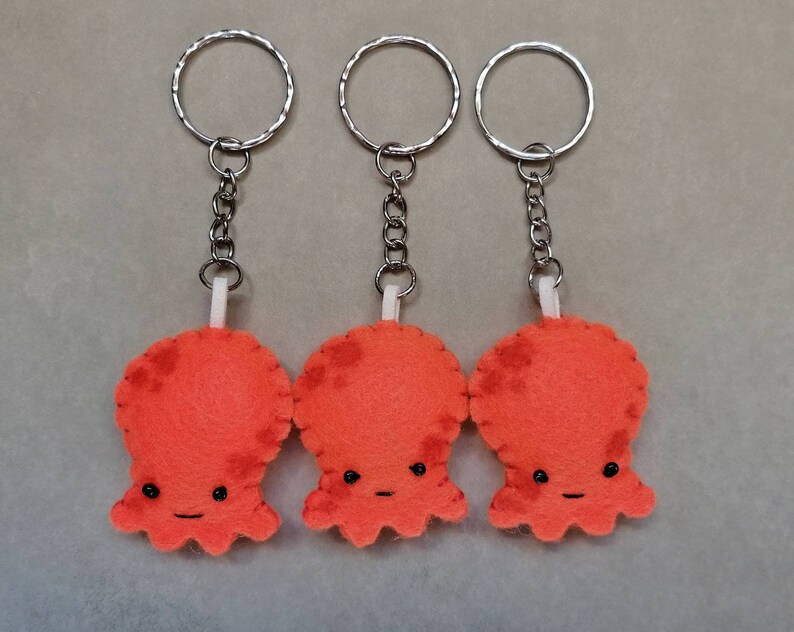 Cute octopus keychain plush felt keyring | Etsy