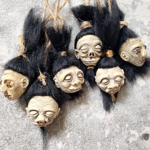 Miniature shrunken head halloween ornaments