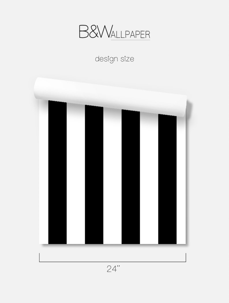 Stripes Removable Wallpaper Decal Black and White Striped Etsy