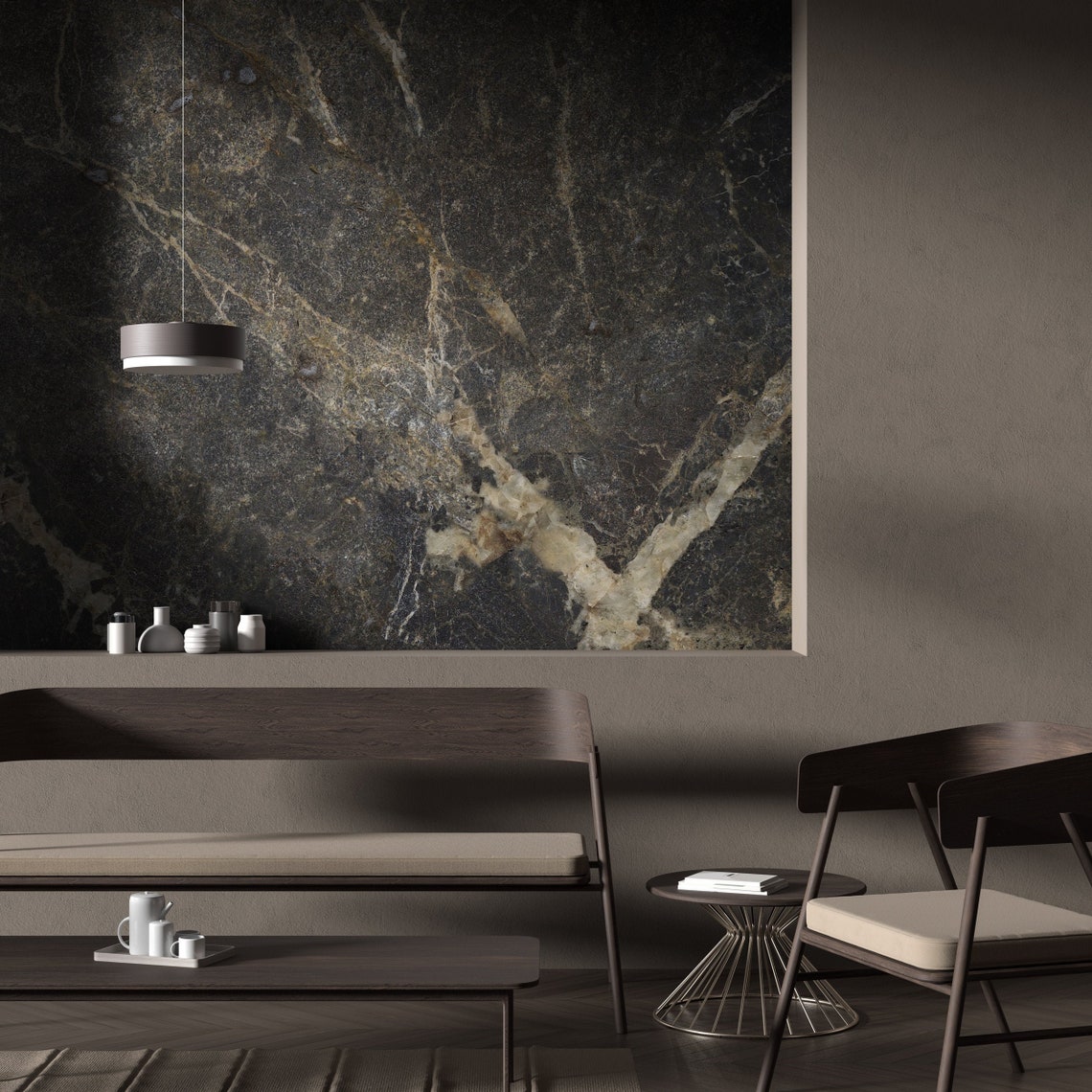 Dark Brown Marble Wallpaper, 008 Grunge Murals - Etsy