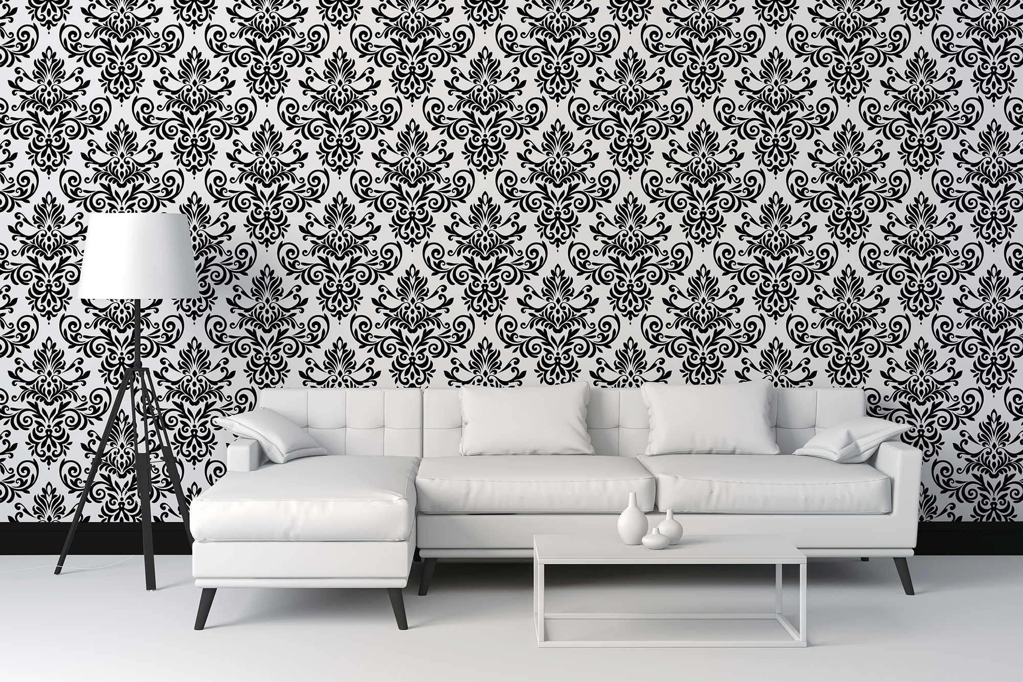 Regal Damask Wallpaper Black  White 969815  Wallpaper from I Love  Wallpaper UK
