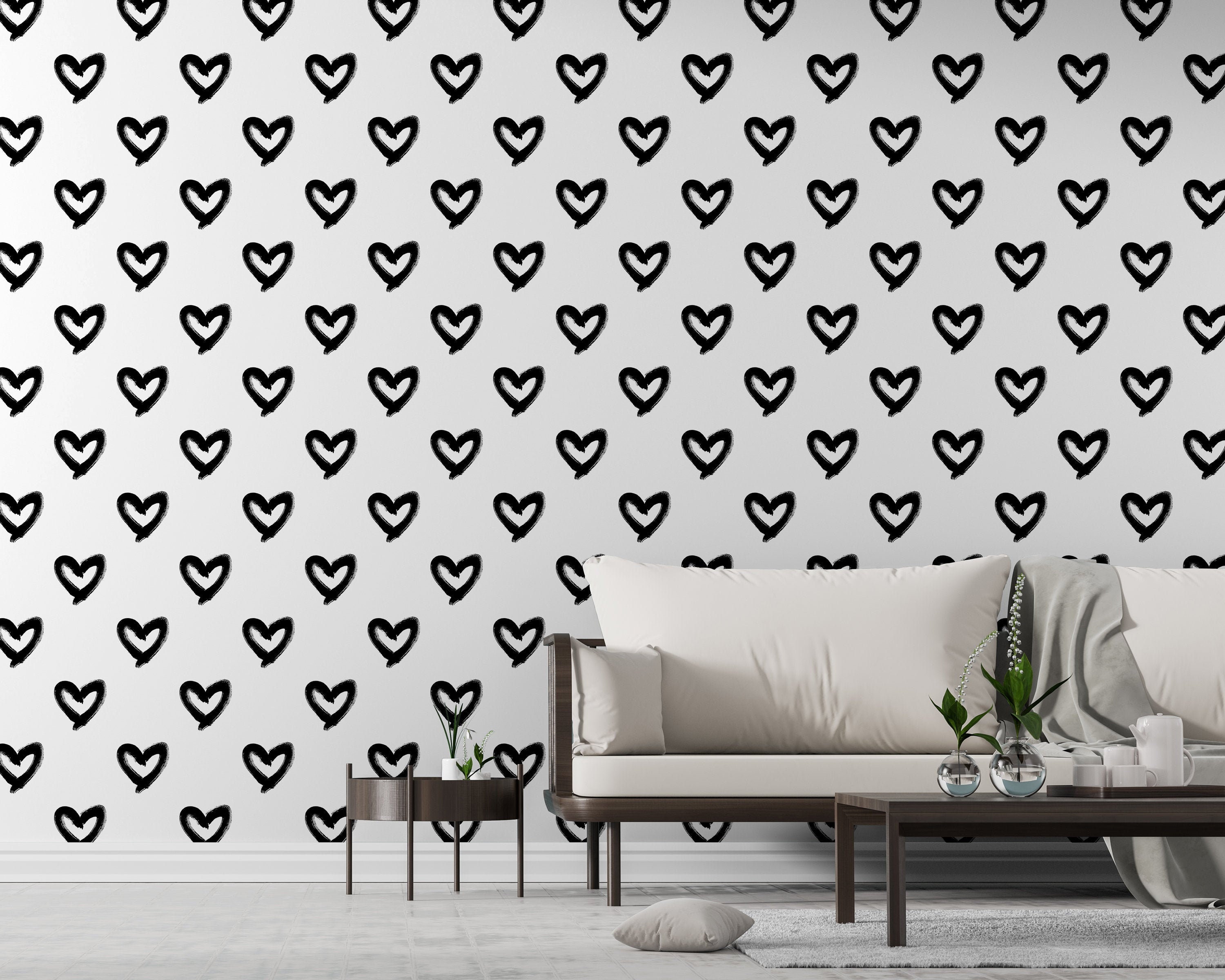 Heart Wallpaper Removable Wallpaper Peel and Stick | Etsy