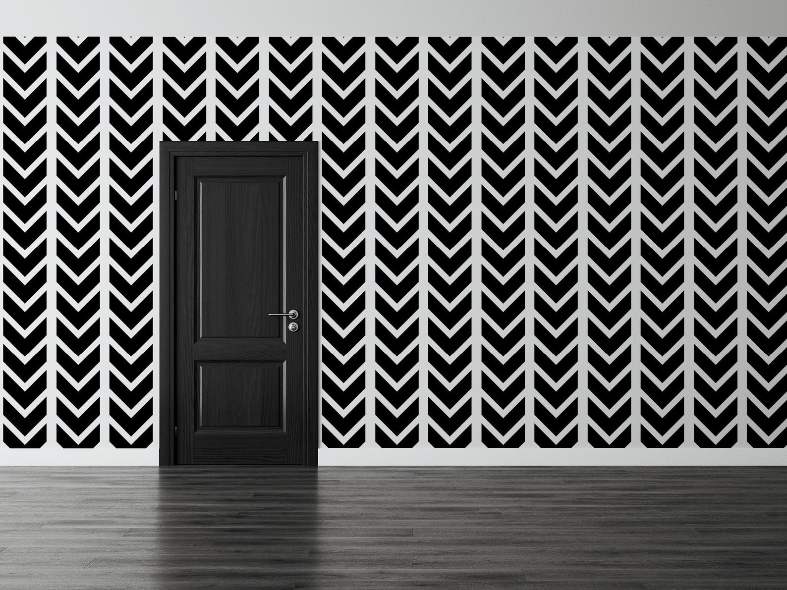 Black Herringbone Wallpaper 047 Grunge Murals - Etsy UK