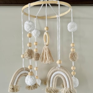 Rainbow boho baby mobile- macrame