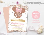 pink and gold minnie mouse baby shower invitations