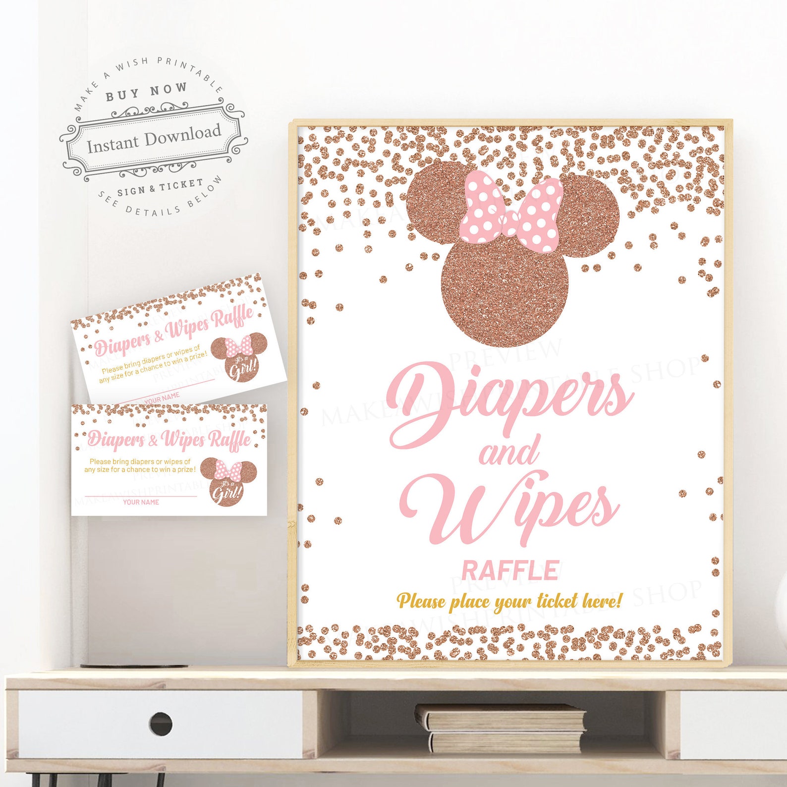 Diapers and Wipes Raffle Sign and Ticket Digital Instant Etsy