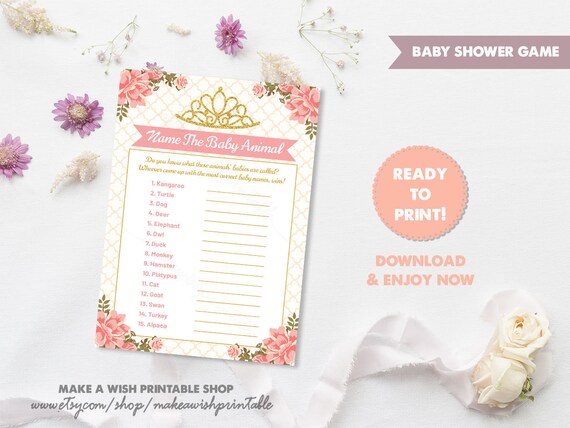 Baby Shower Games Printable Name The Baby Animals Game Name The
