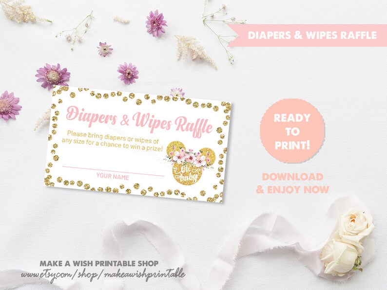 Minnie Baby Shower Diaper Wipe Raffle Diapers And Wipes Image 0