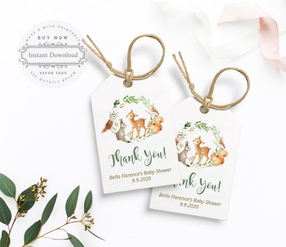 woodland thank you tags